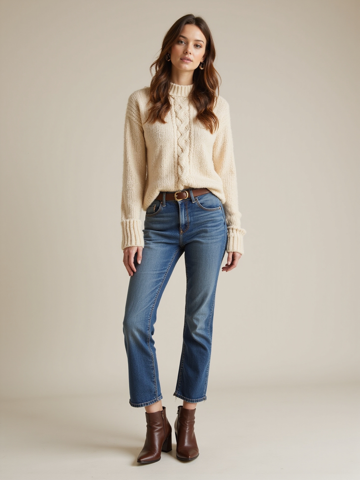 straight leg jeans chunky sweater