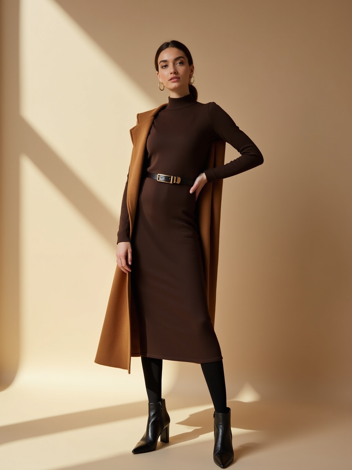 streamlined ribbed mock neck dress