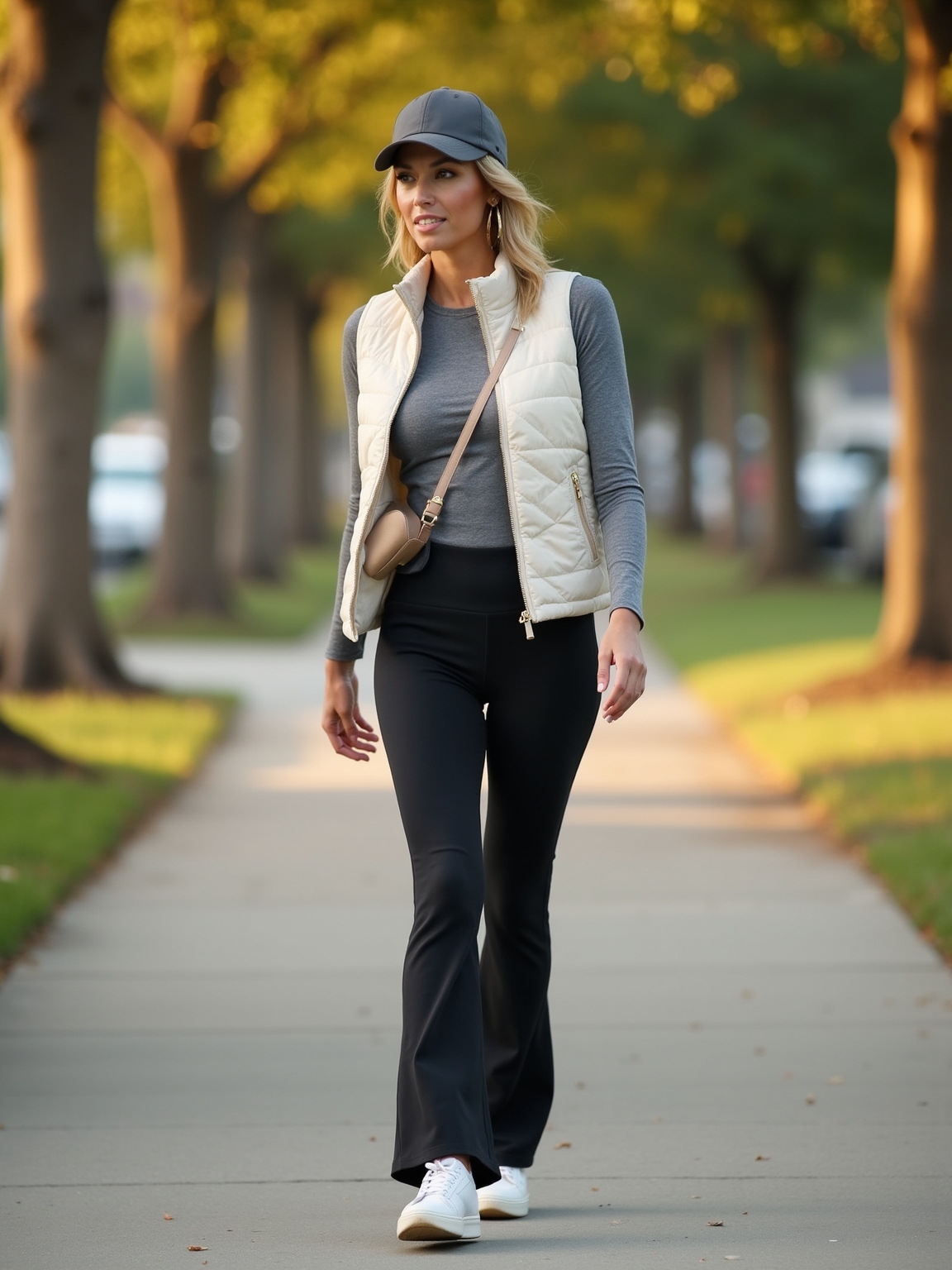 stretchy flared pants outfit