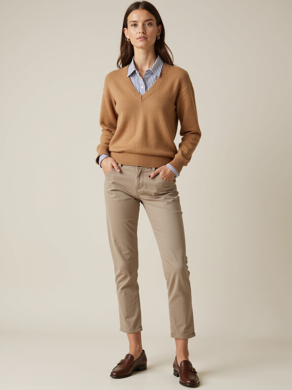 striped rugby under sweater