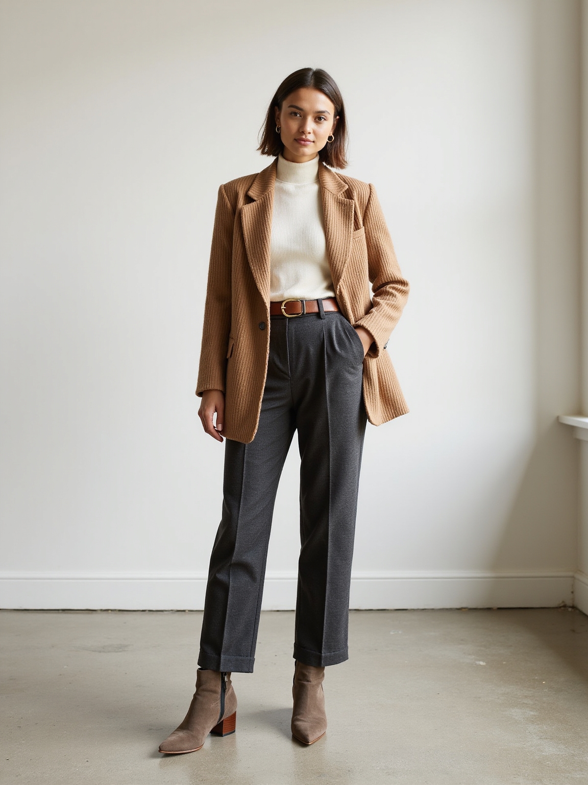structured neutral knitwear for office
