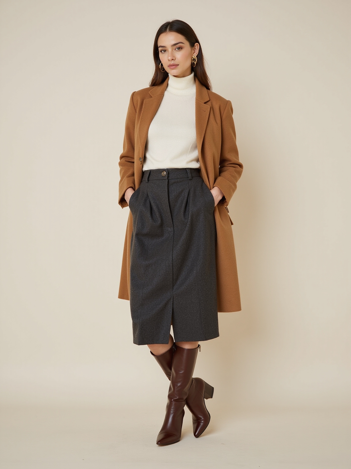 structured skirt knee high boots