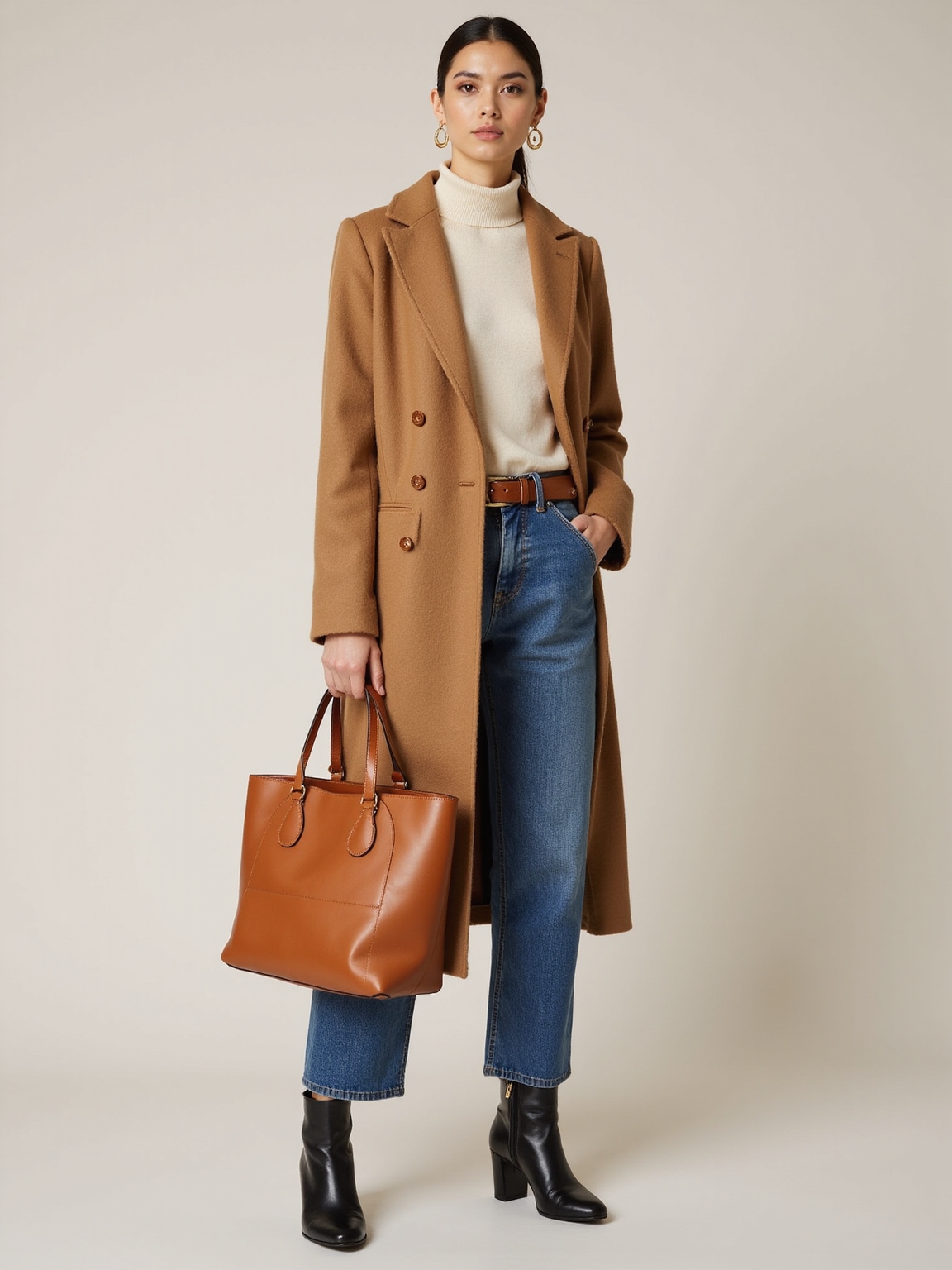 structured wool coat relaxed denim