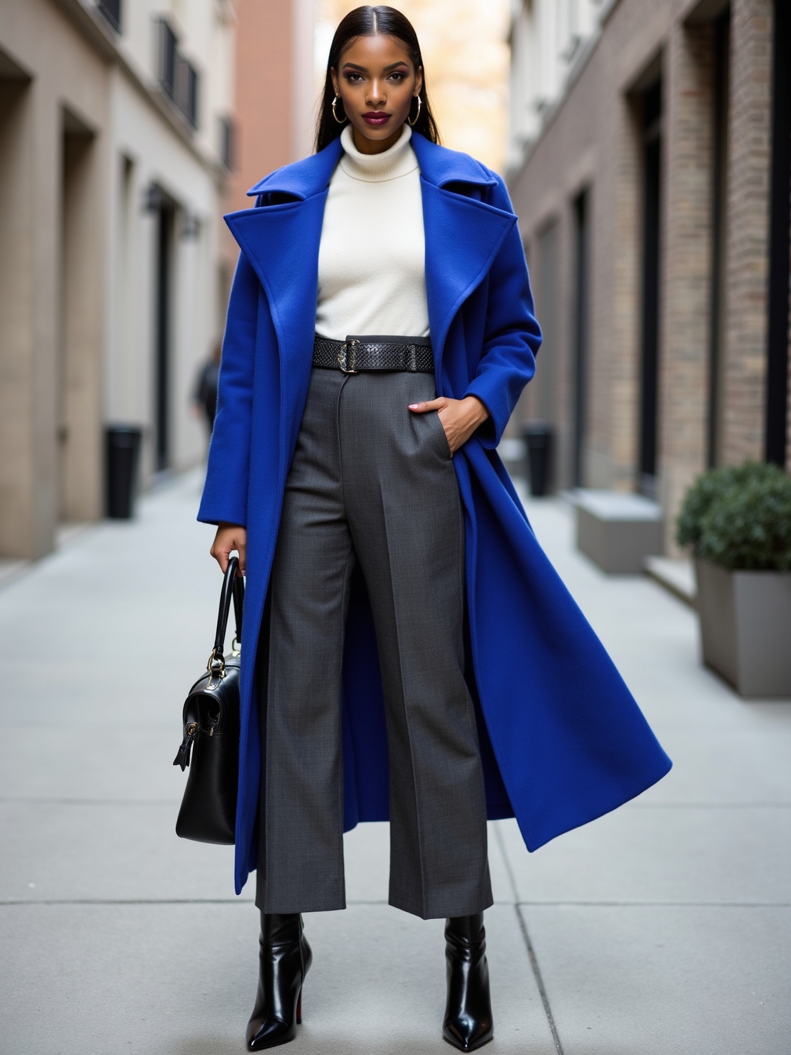 structured wool coat wide leg