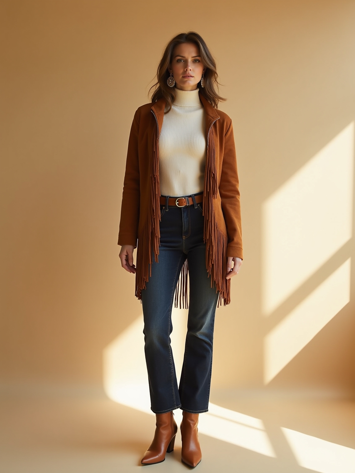 suede fringe jacket ensemble