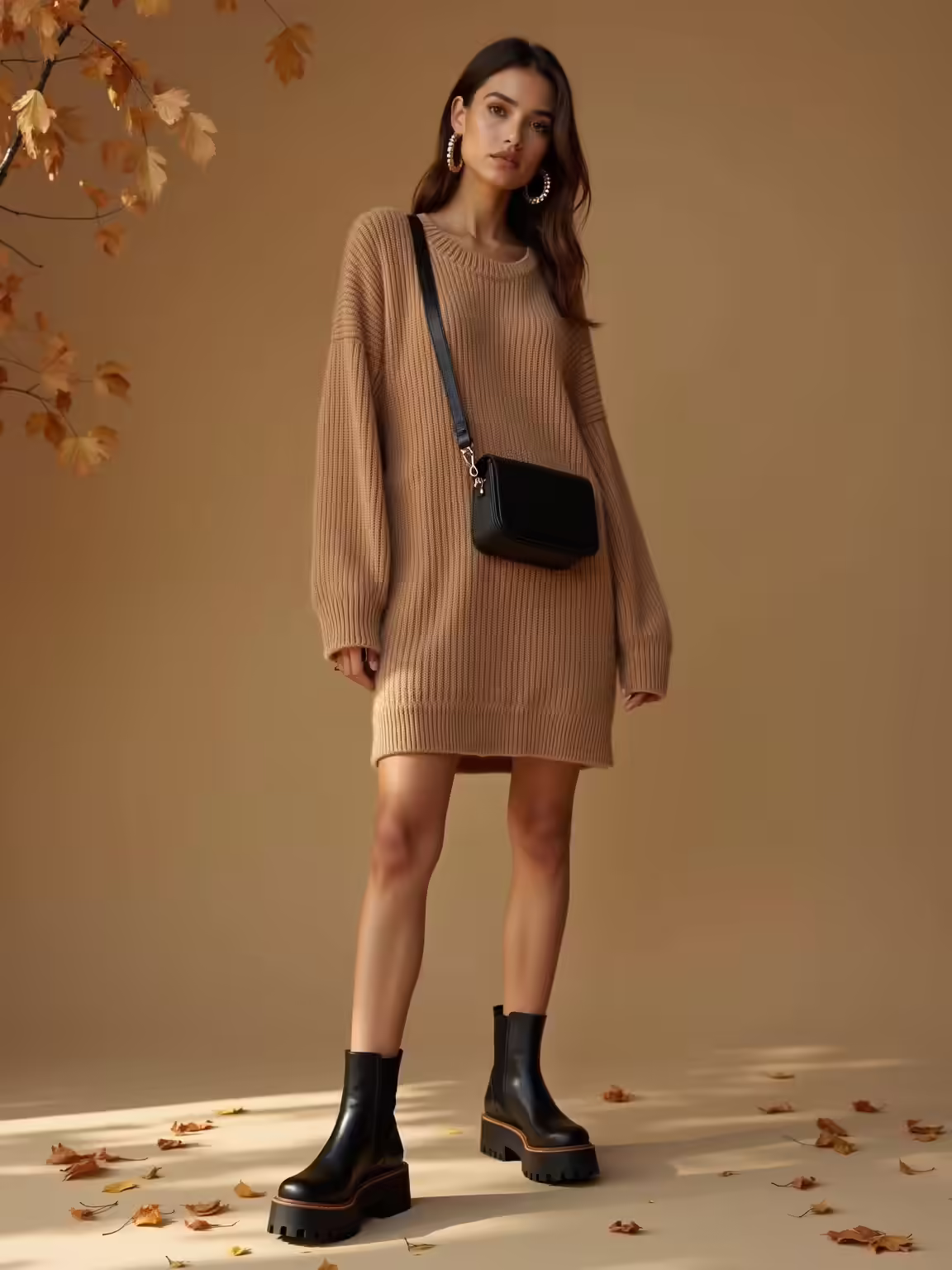 sweater dress chunky boots