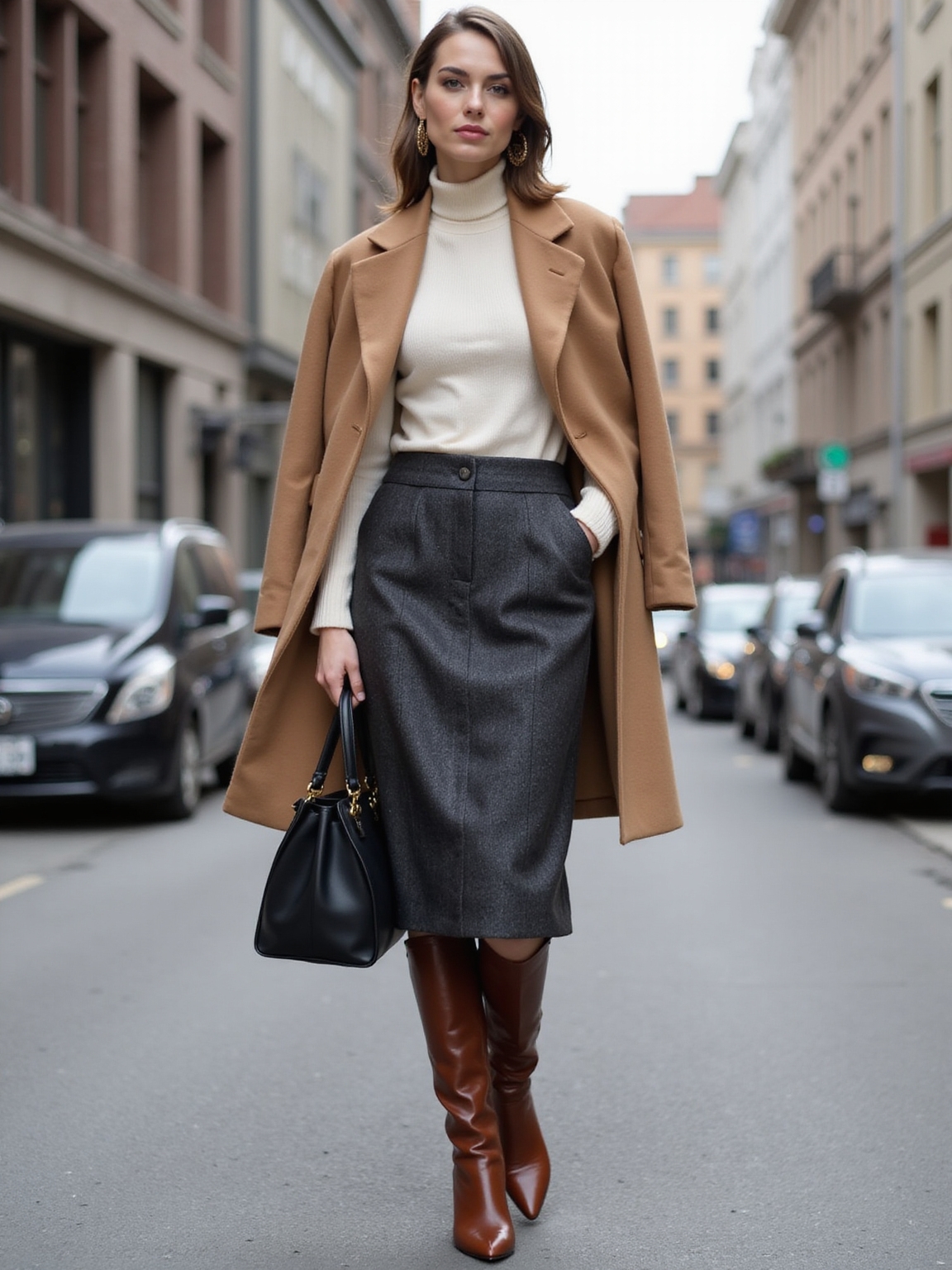 swishy midi skirts with boots