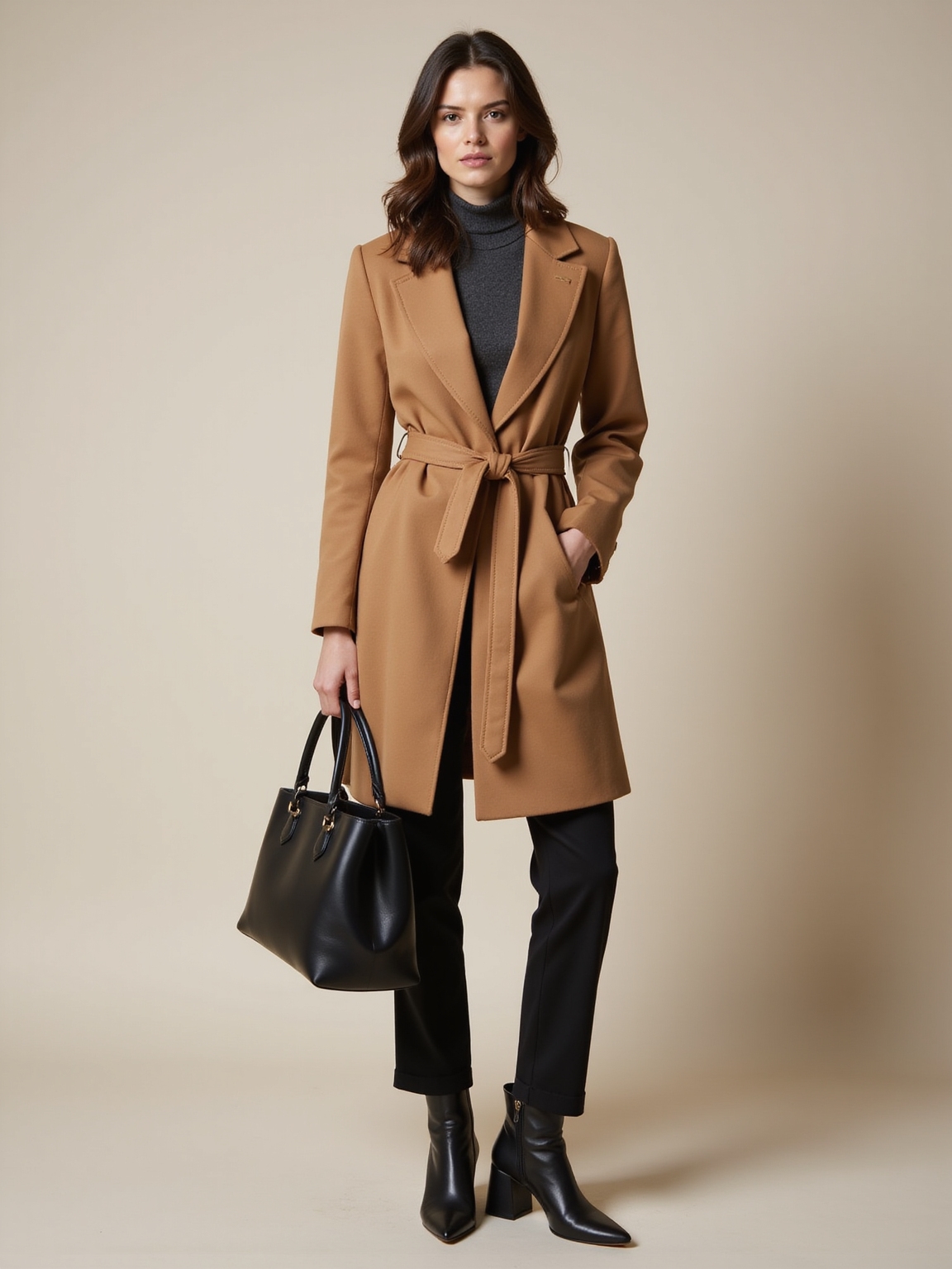 tailored knee length wool coat