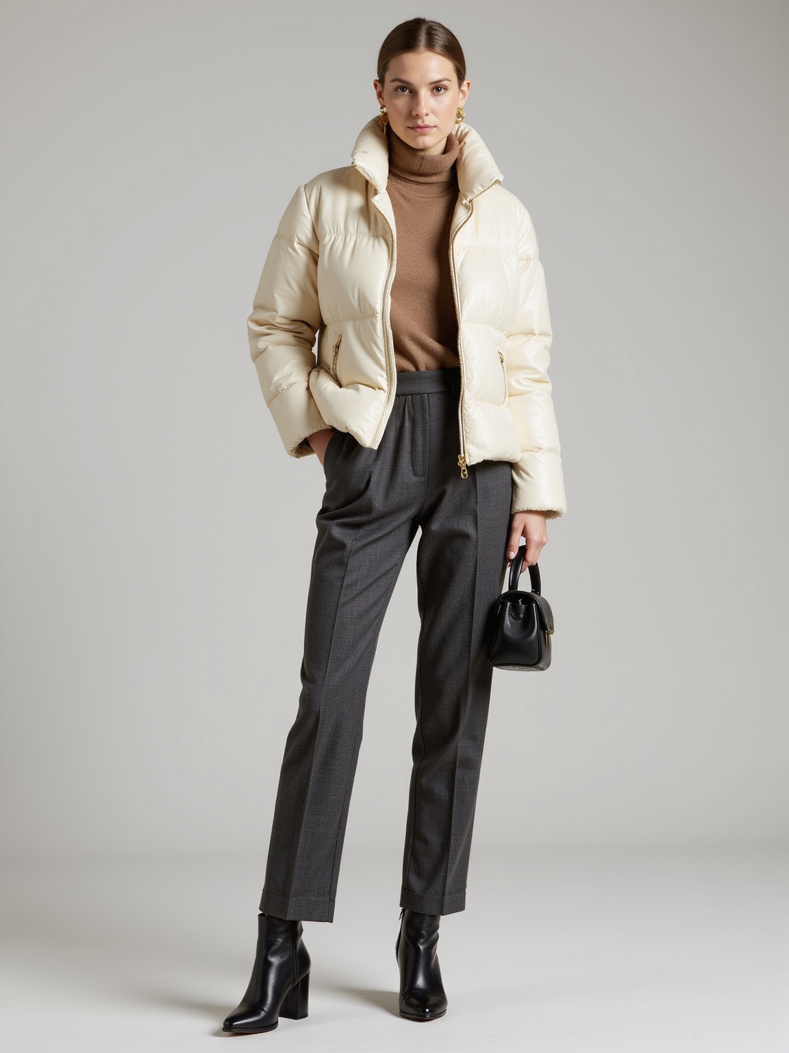 tailored monochrome luxe puffers