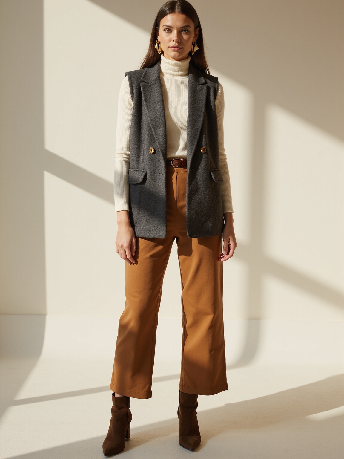 tailored vest turtleneck trousers