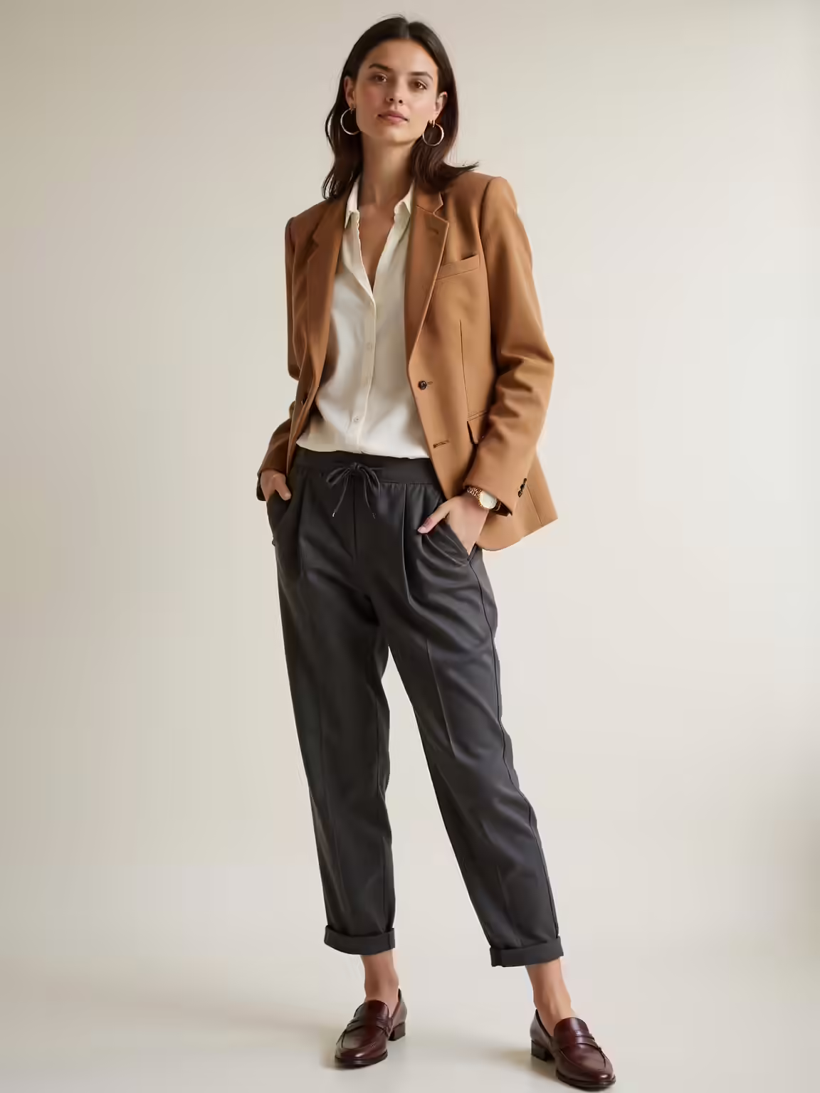 tapered joggers with blazer