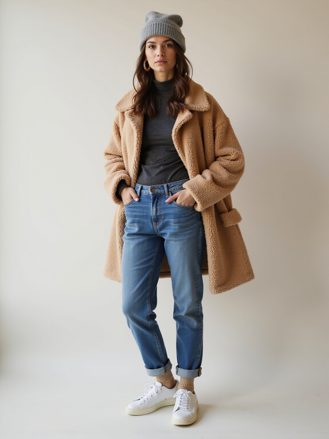 textured cozy weekend outfit