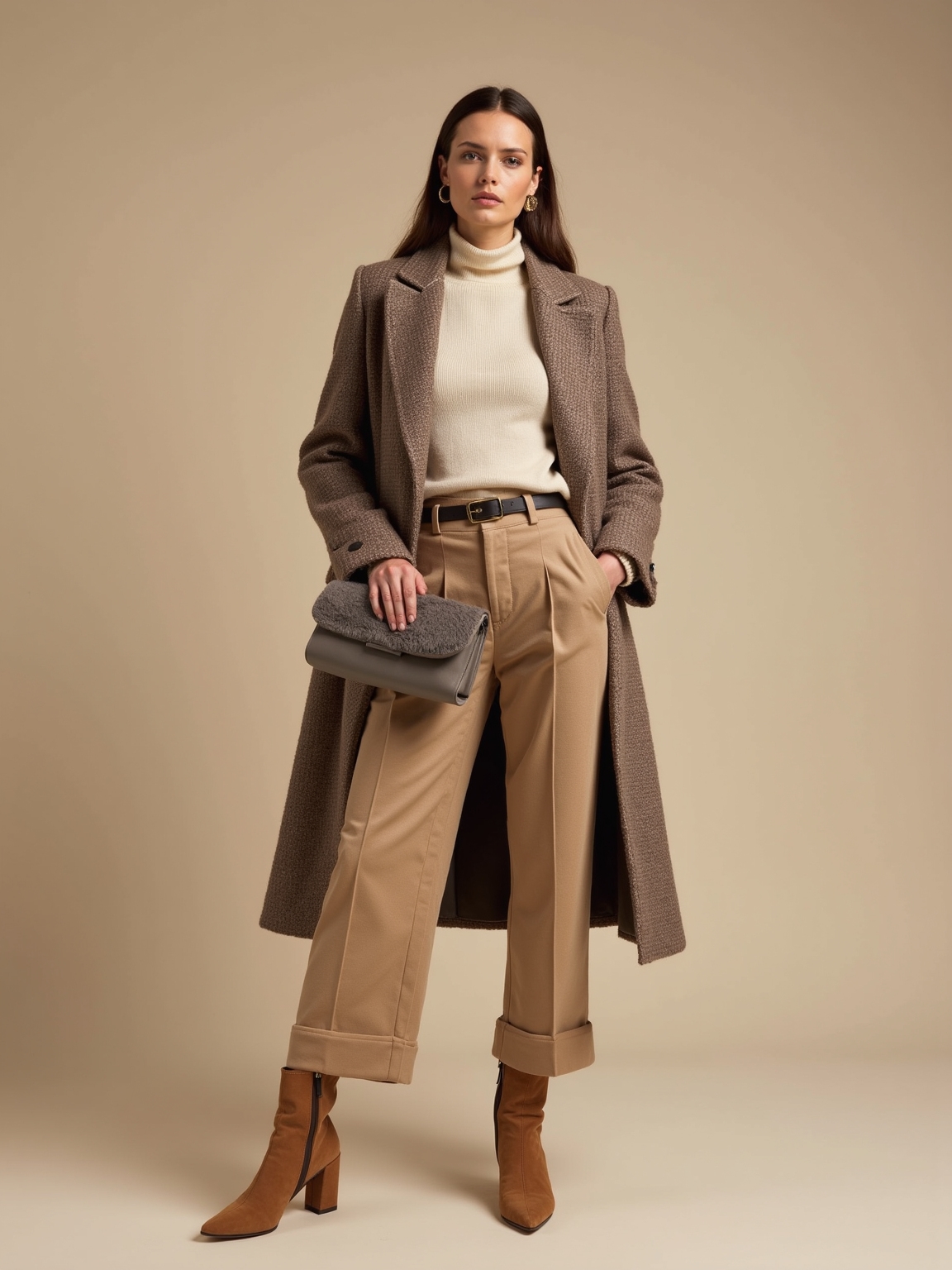 textured neutral layered winterwear