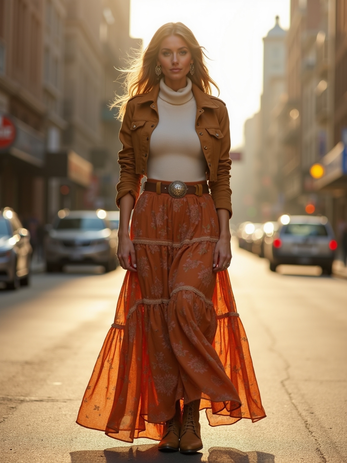 tiered boho skirt ensemble
