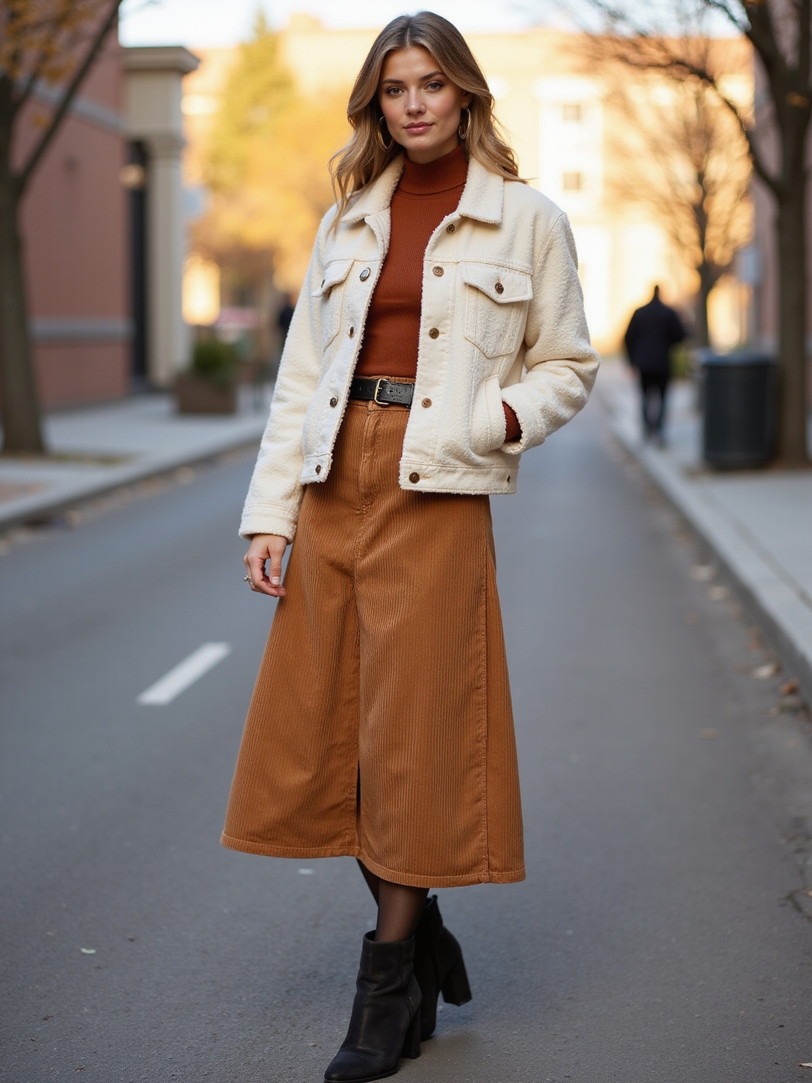 tobacco corduroy with sherpa