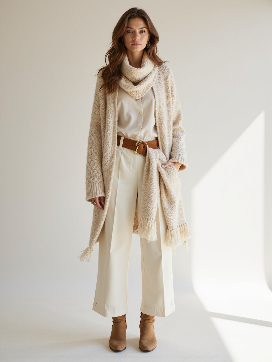 tonal layered boho with boots