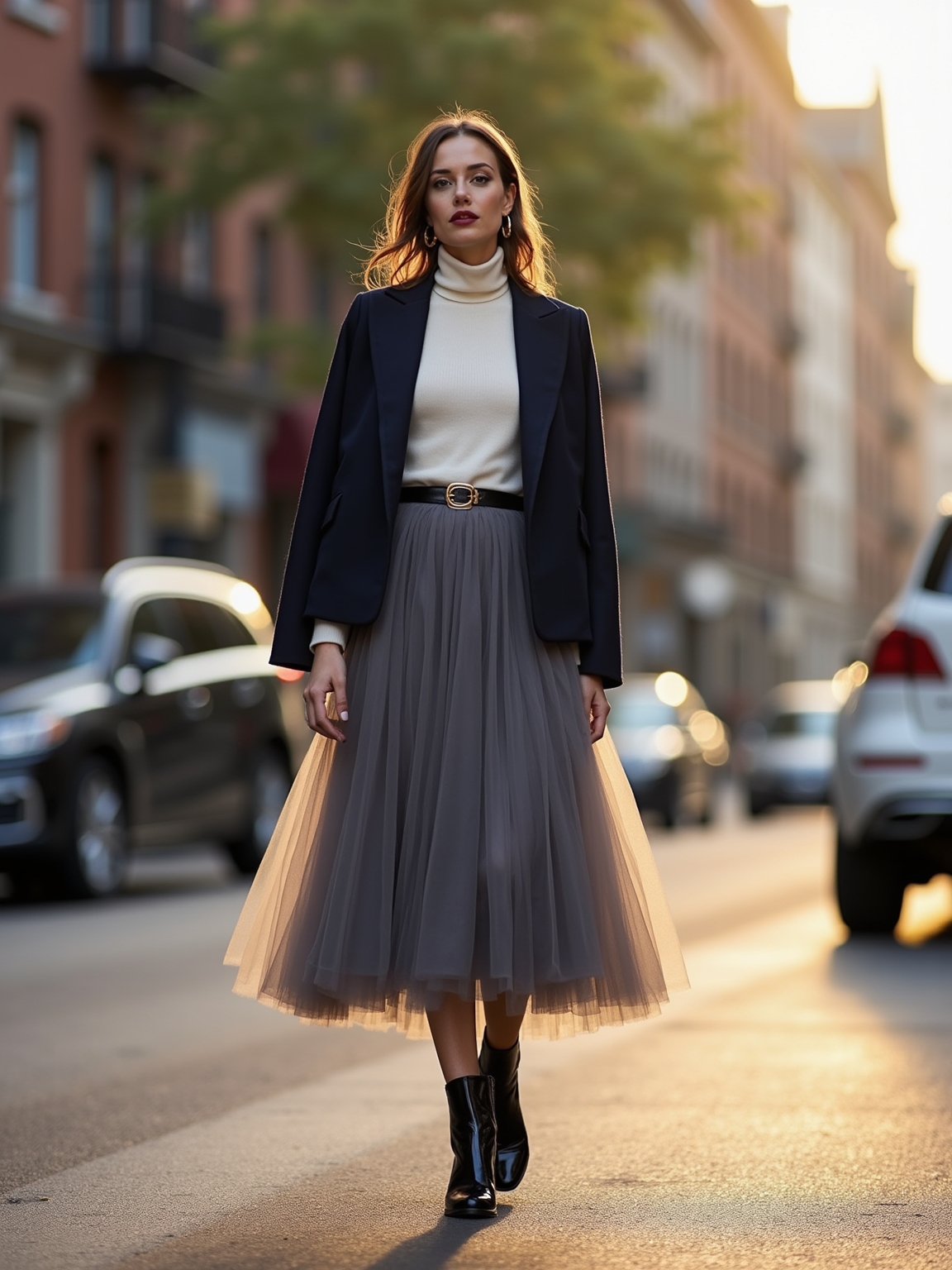 tulle skirt meets structured blazer