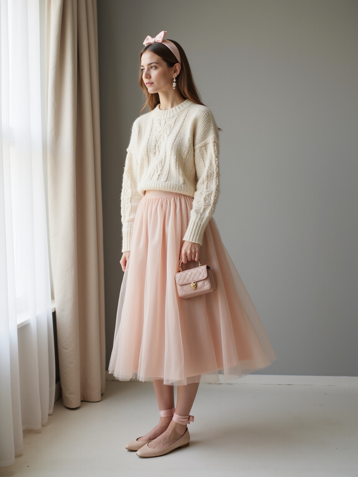 tulle skirt with chunky knit
