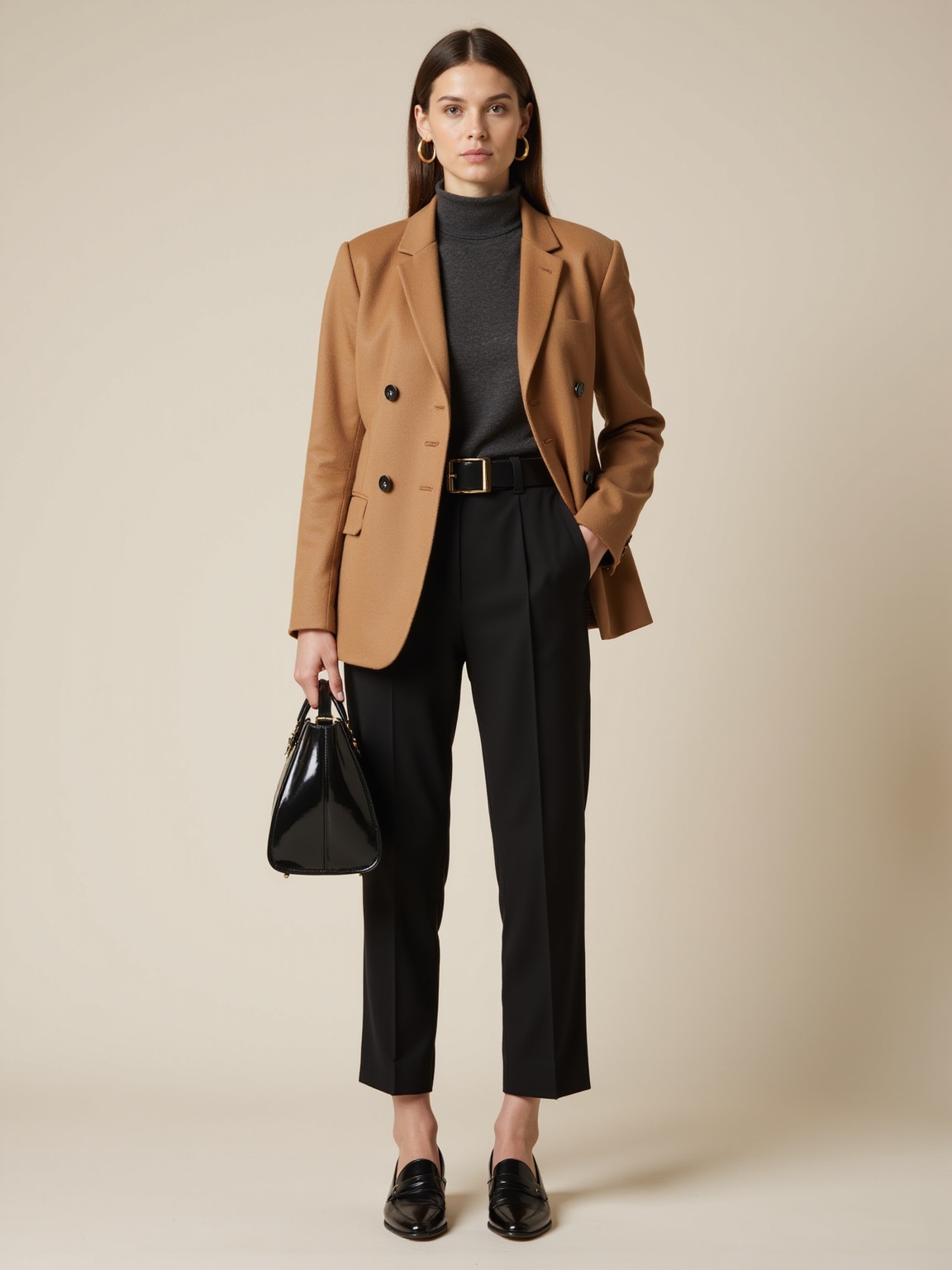 turtleneck layered with blazer