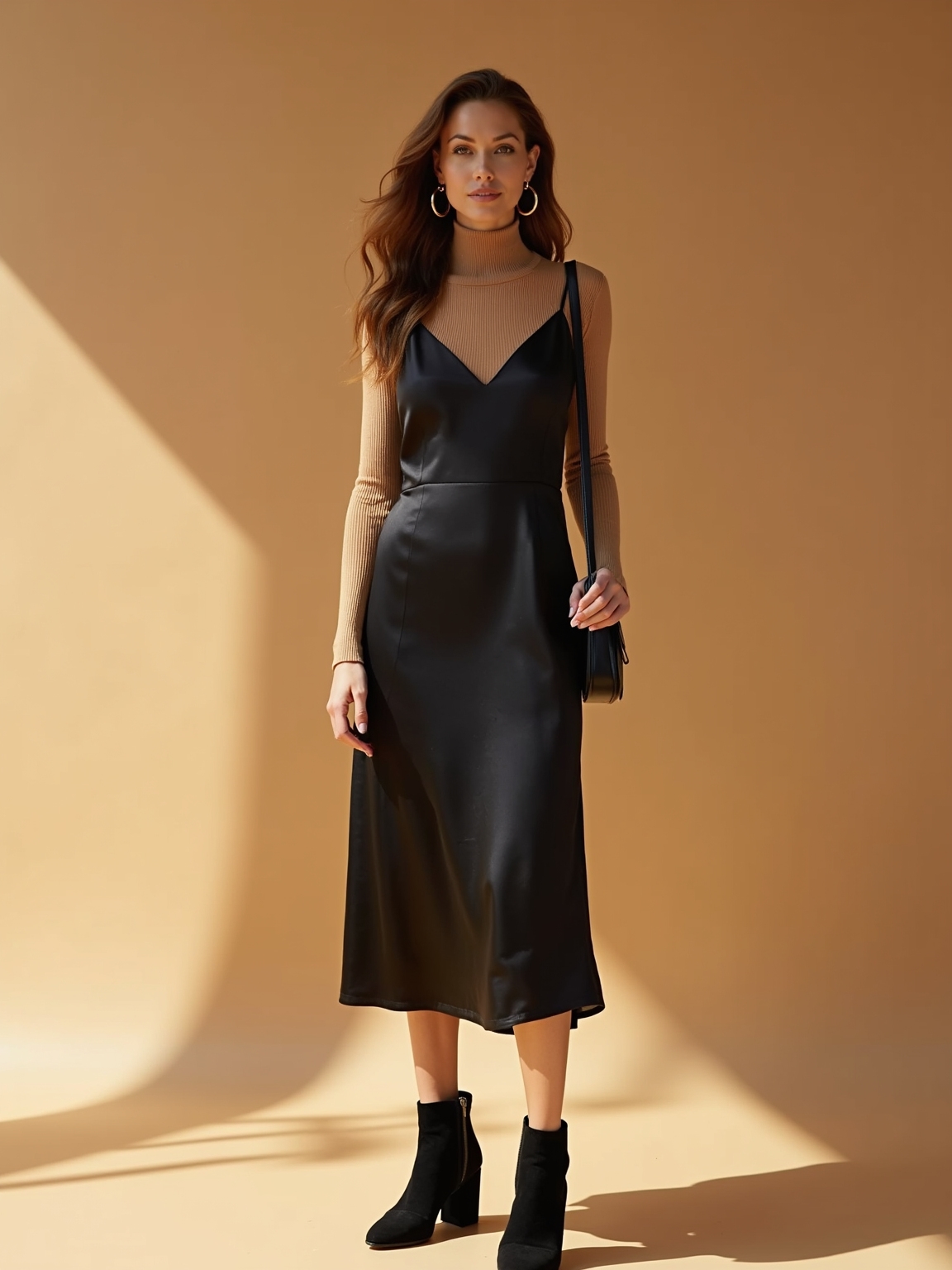 turtleneck under silk slip