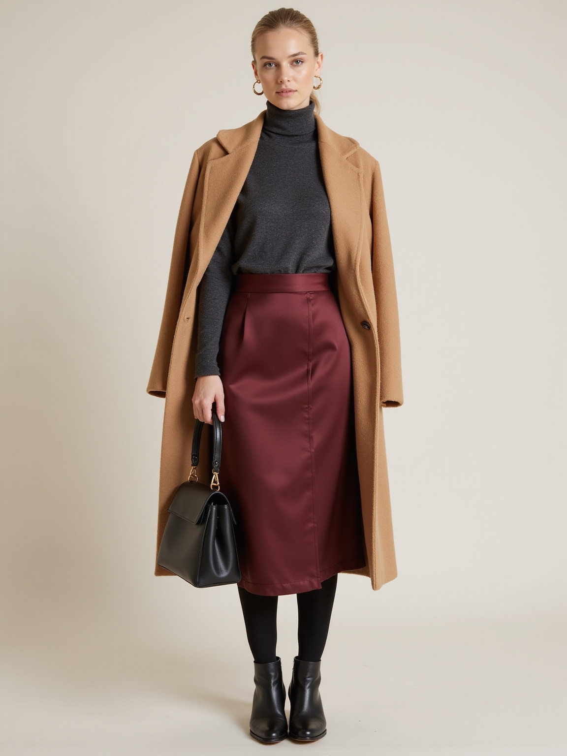 turtleneck with satin midi