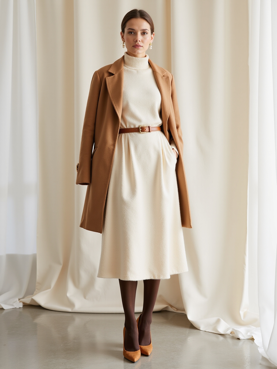 turtlenecks with midi skirts