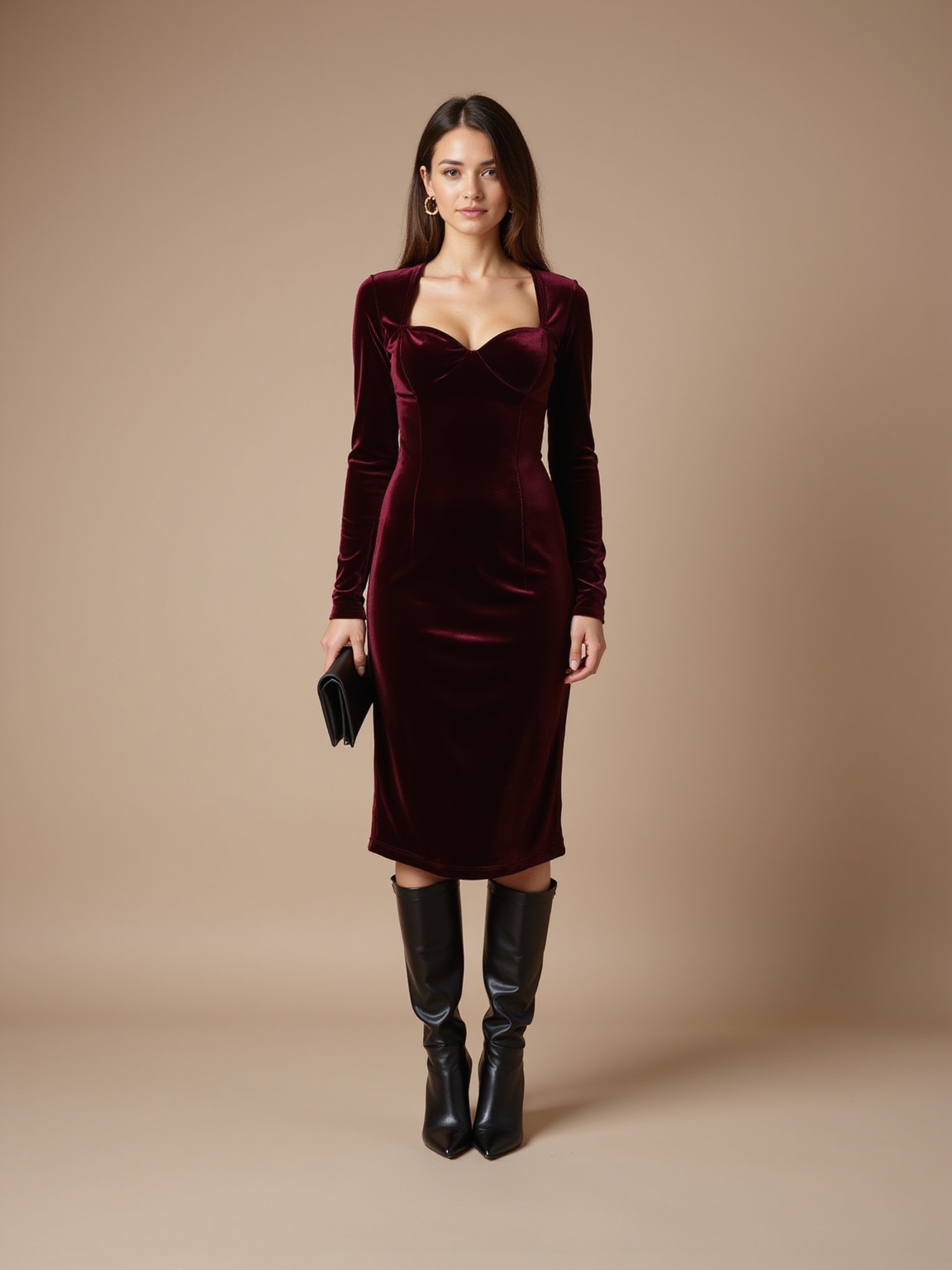 velvet midi dress ensemble