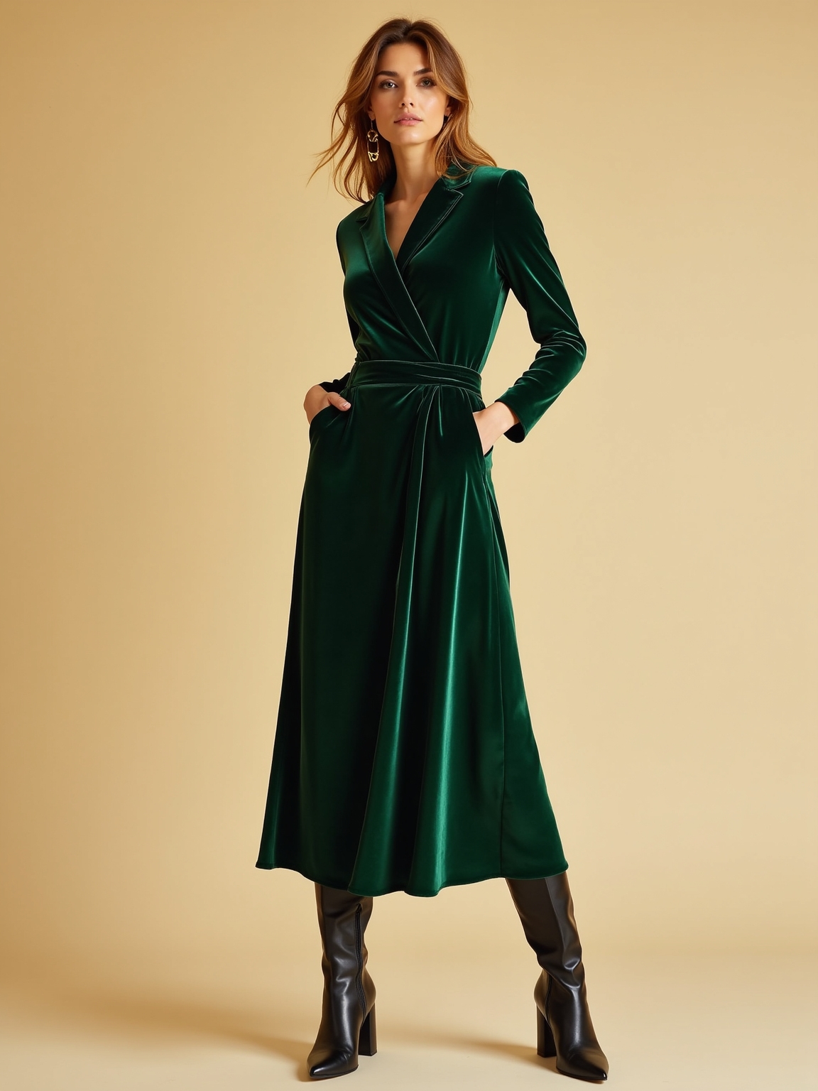 velvet midi with knee highs