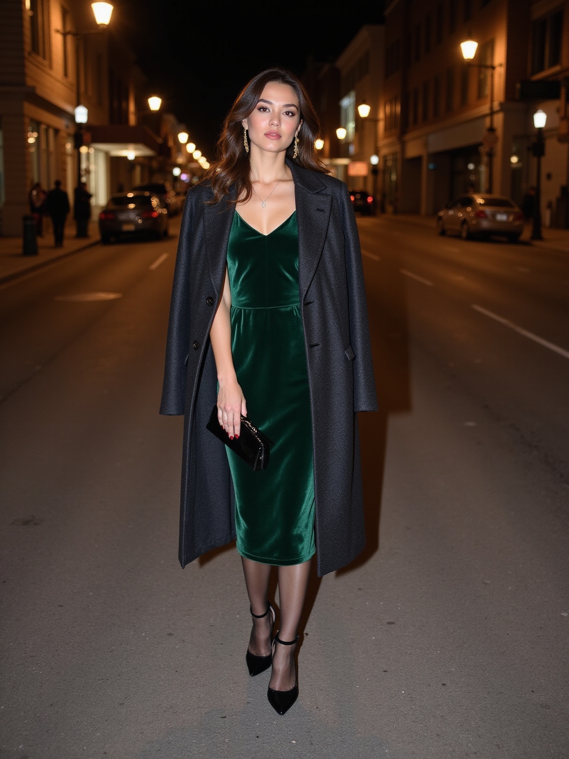 velvet slip dress ensemble