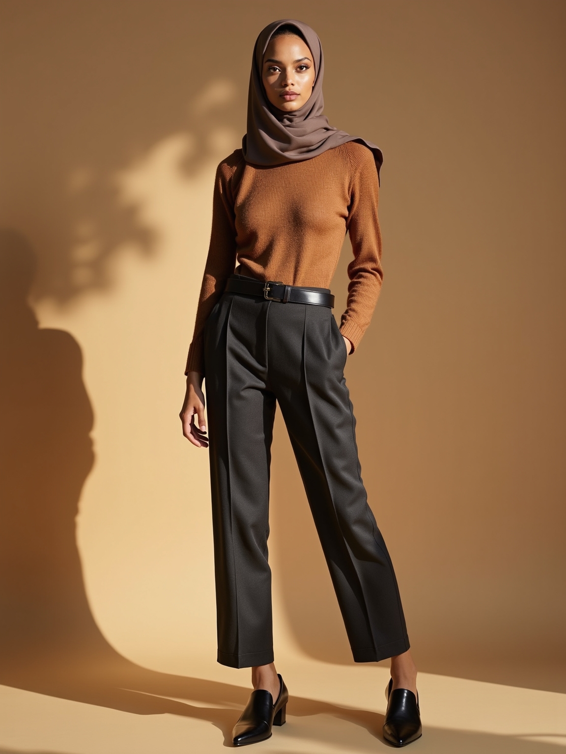 velvety knit with tailored trousers