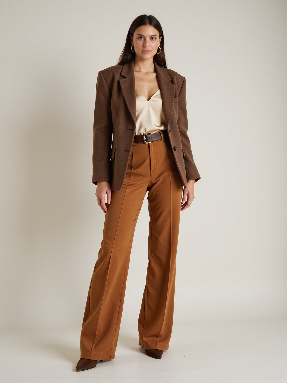 walnut wool blazer satin camisole