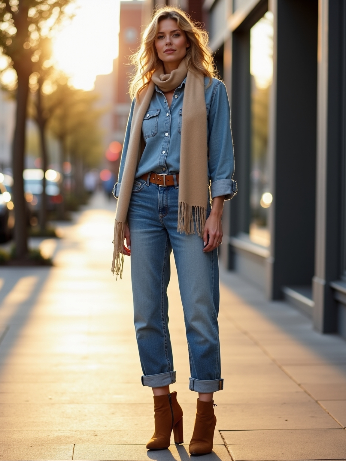 washed shirt relaxed jeans