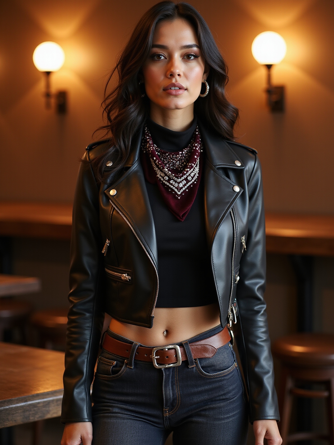 western chic leather layered look