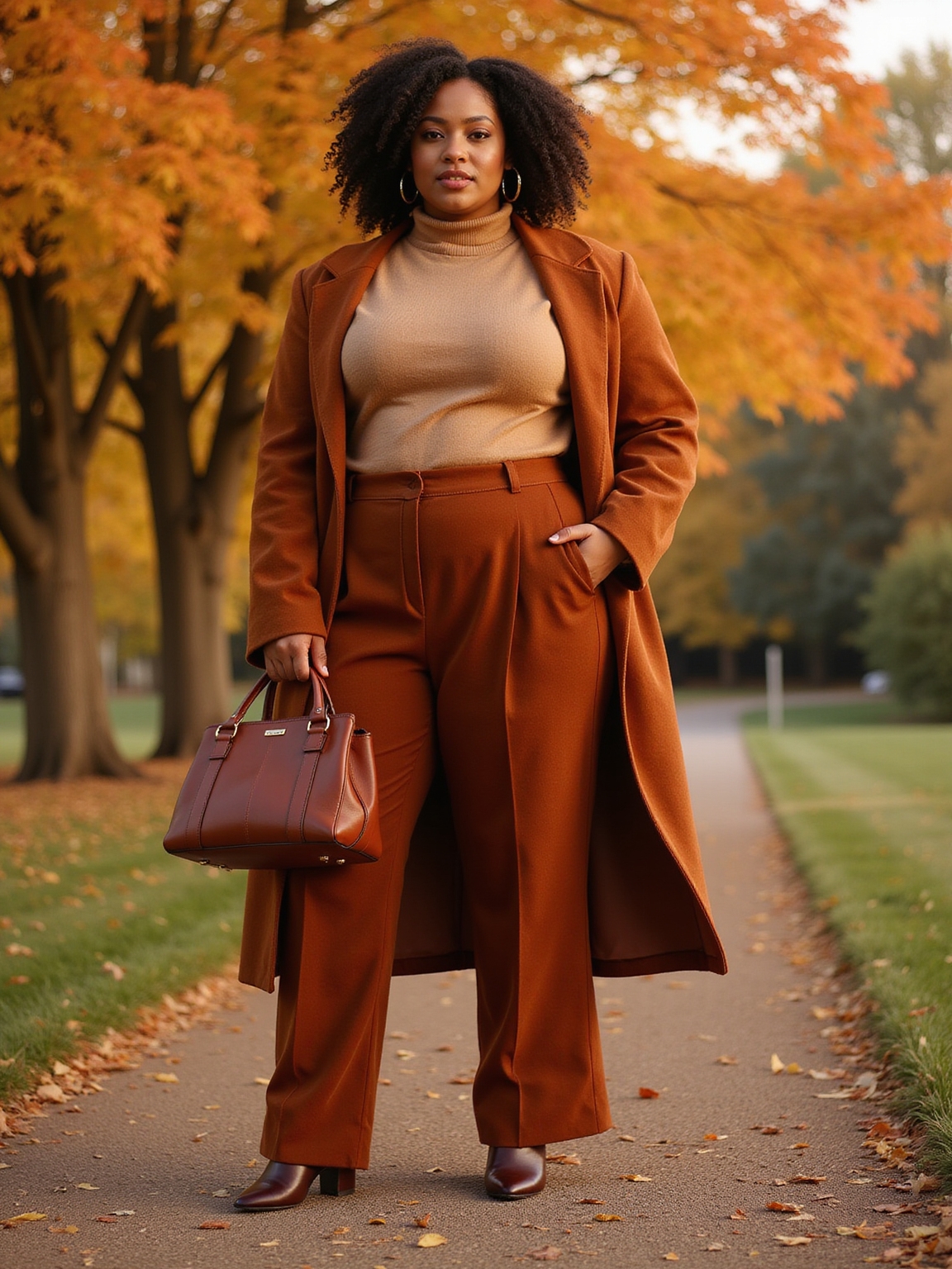 wide leg autumnal draped trousers