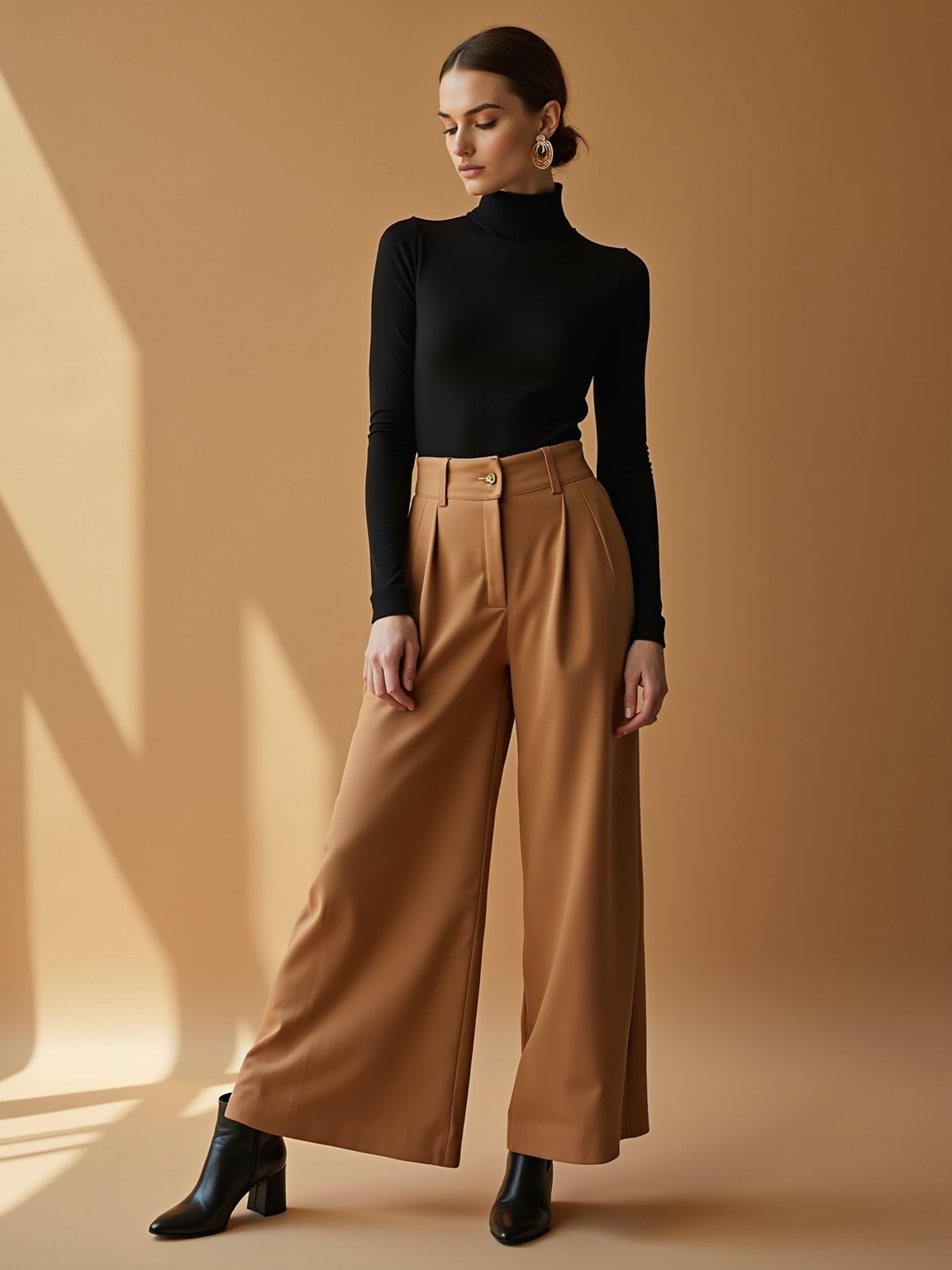 wide leg mock neck ensemble