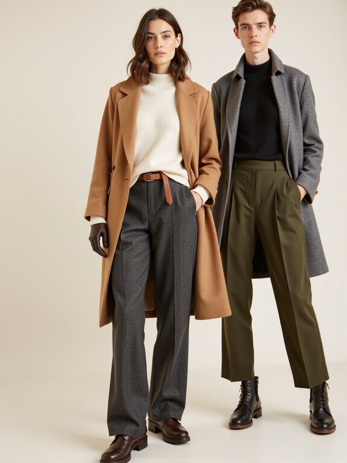 wide leg trousers lug soled boots