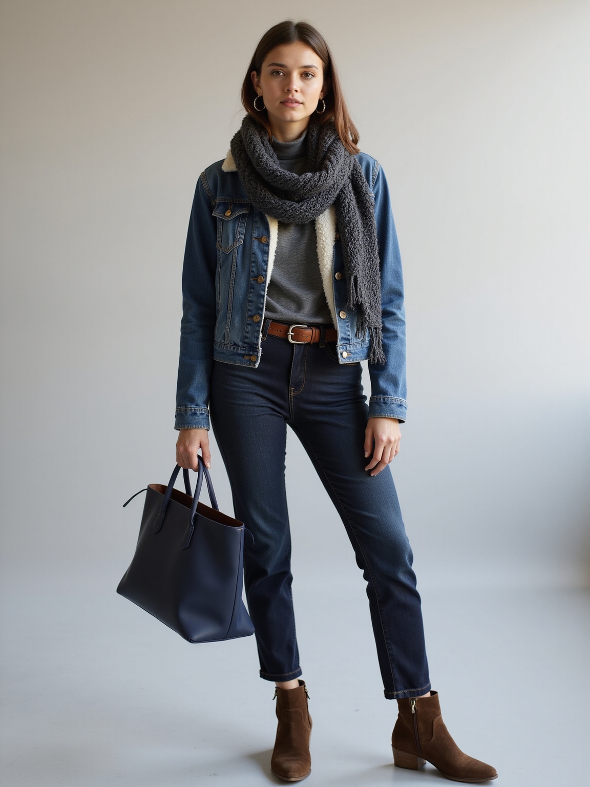winter ready double denim textures