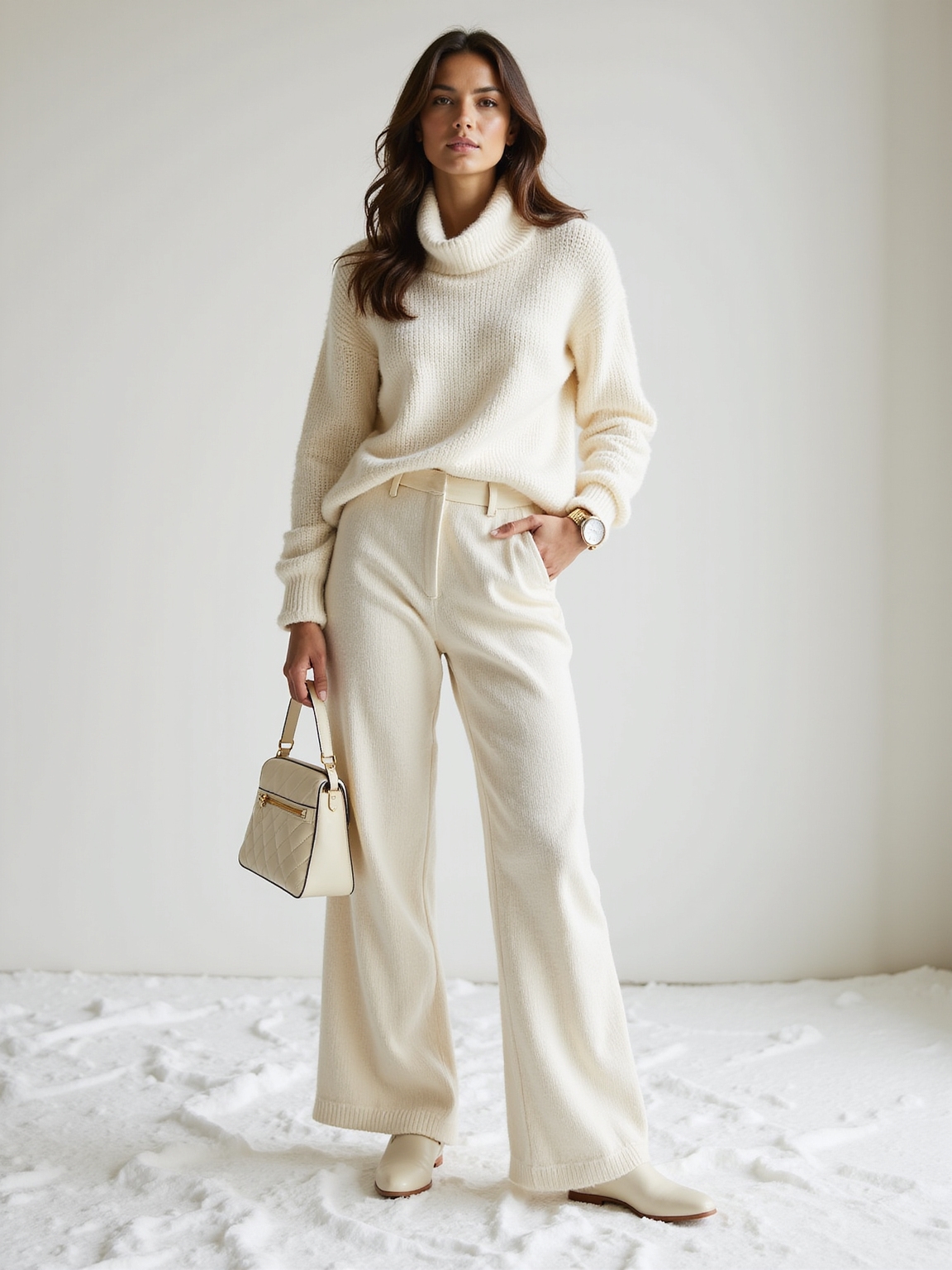 winter white matching knit set