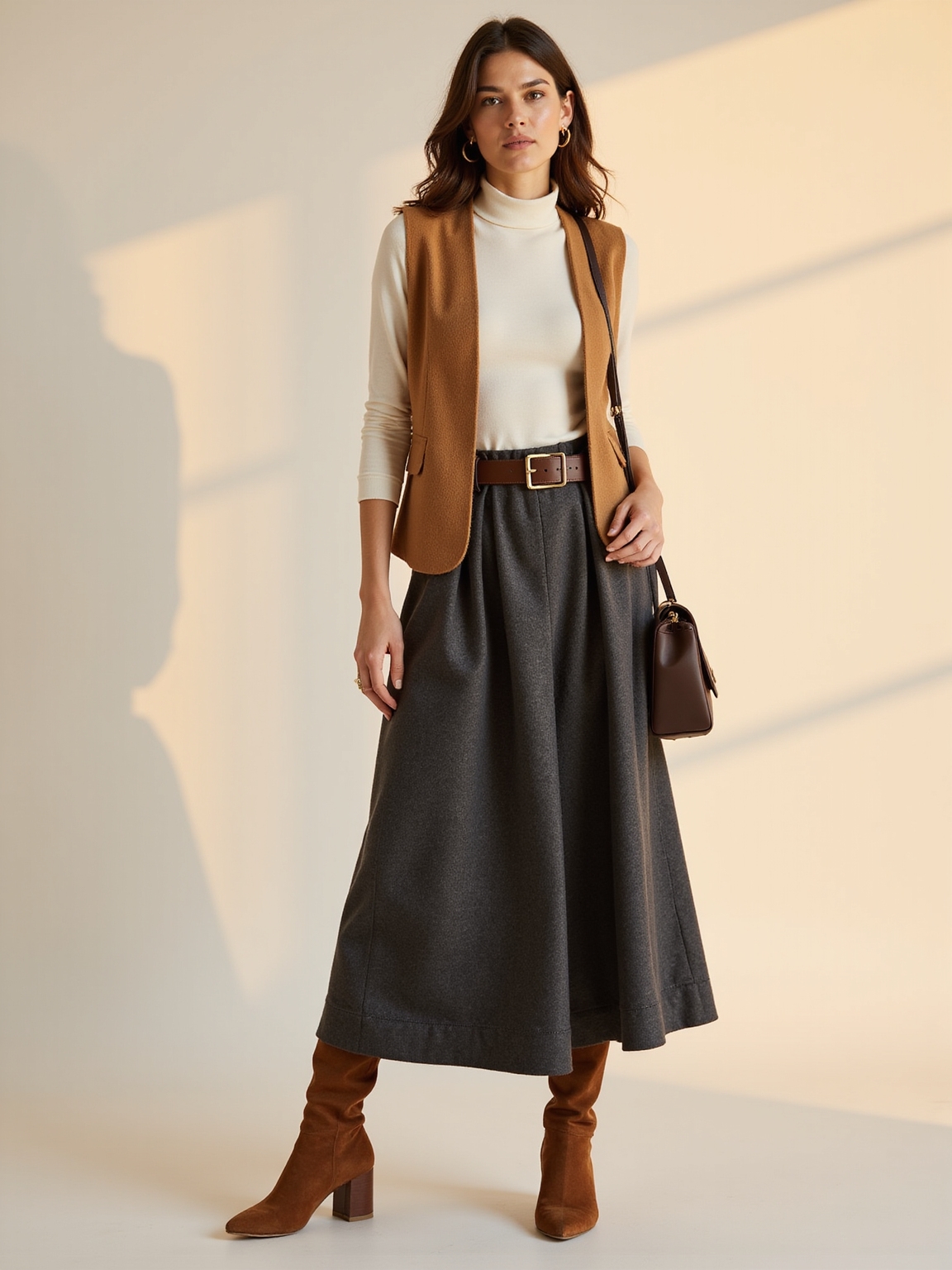 wool a line skirt ensemble