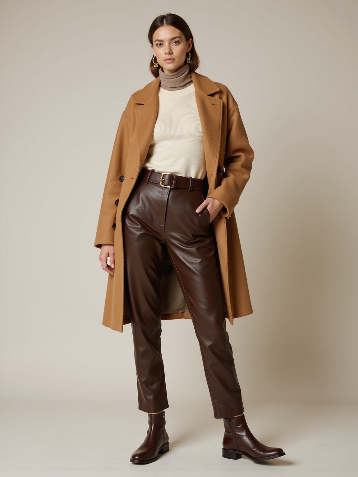 wool cashmere leather layering