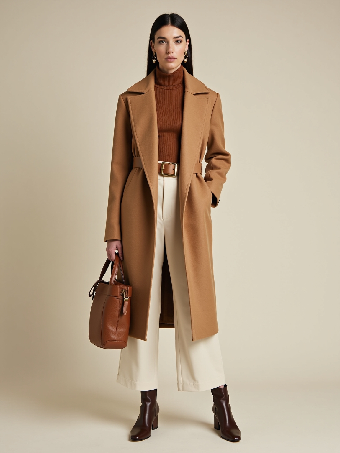 wool coat tailored culottes boots