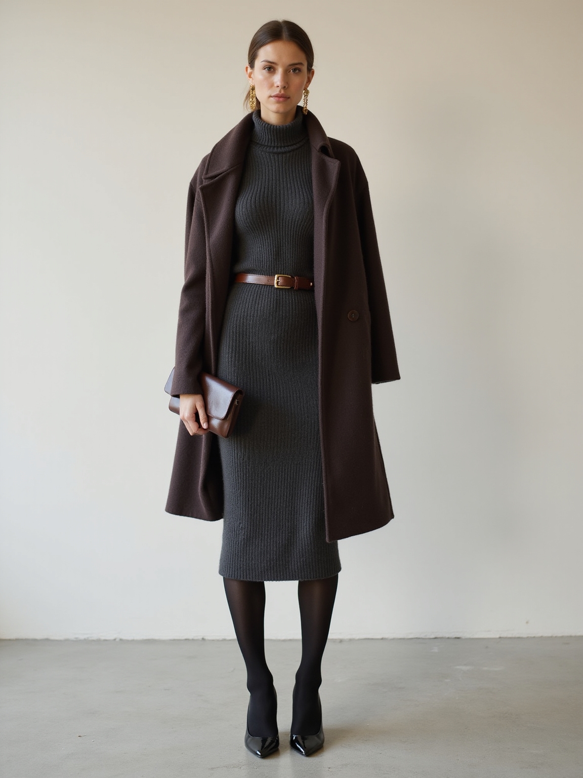 wool dress opaque tights boots