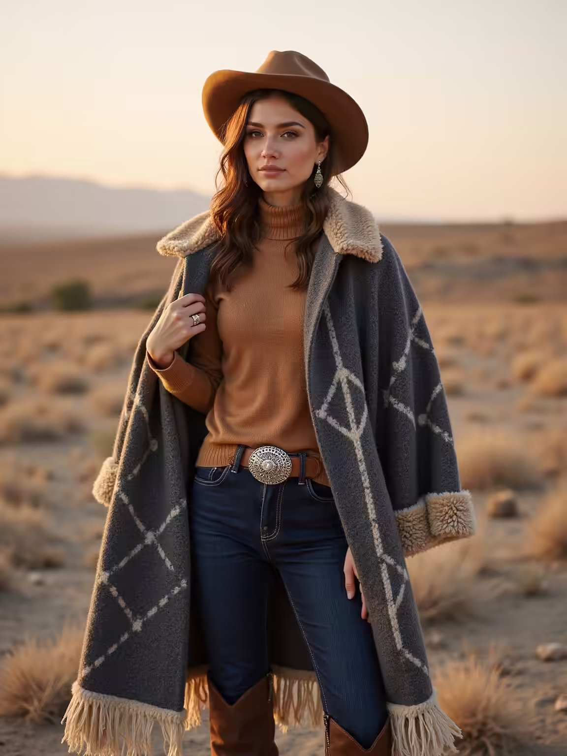 wool ponchos blanket coats cowboy boots