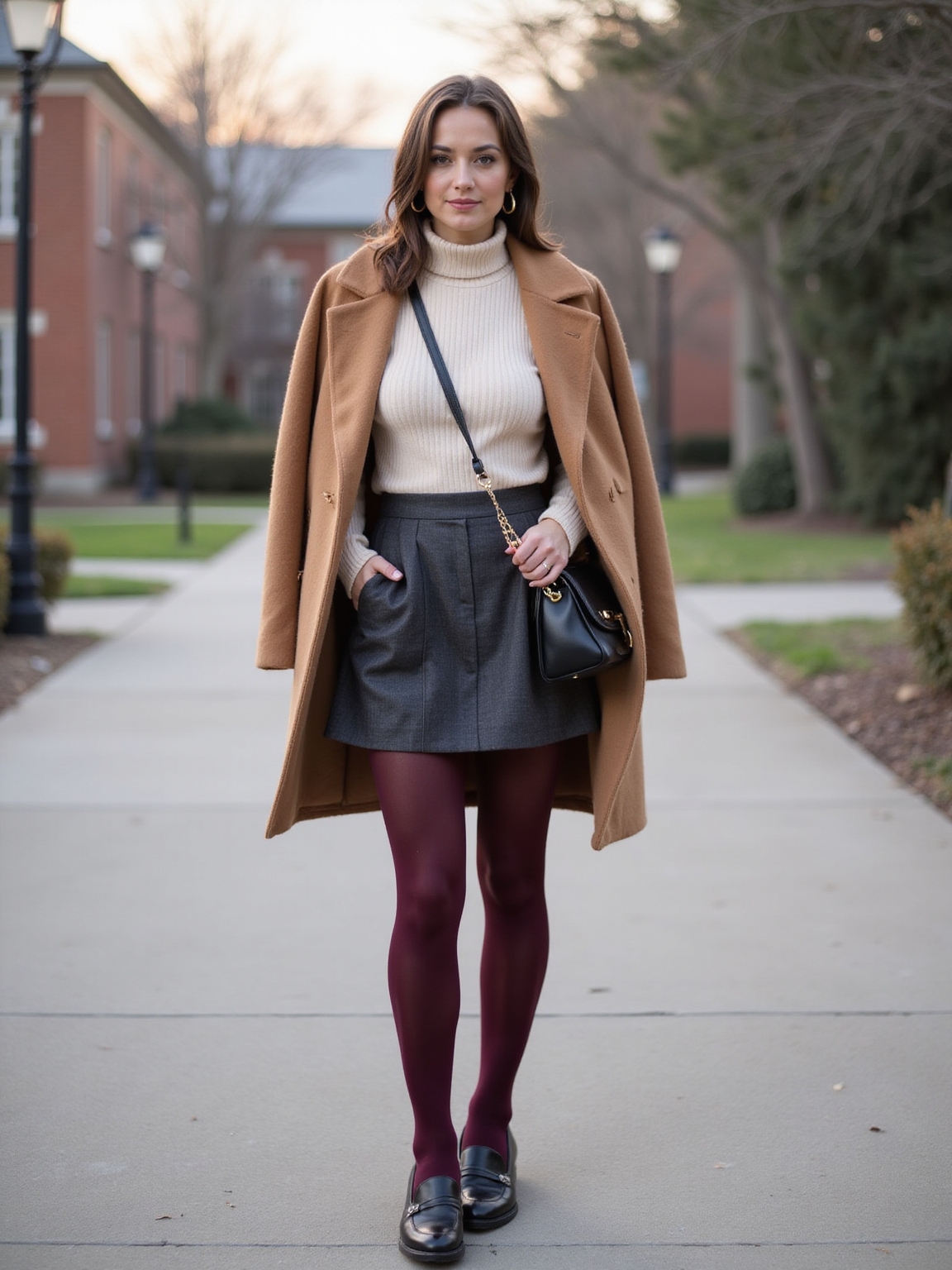 wool skirt with thermal tights