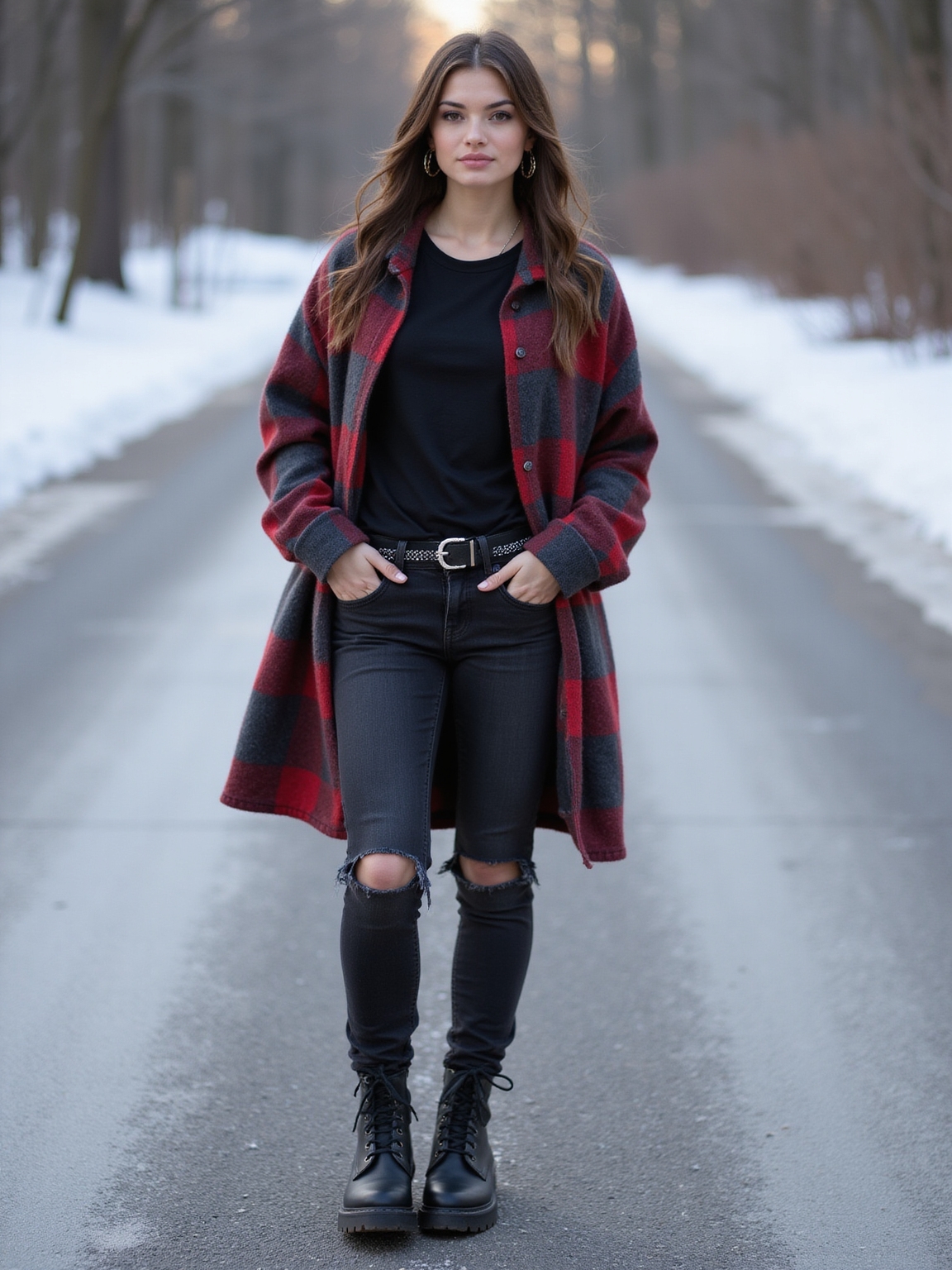 worn flannel over bandtee