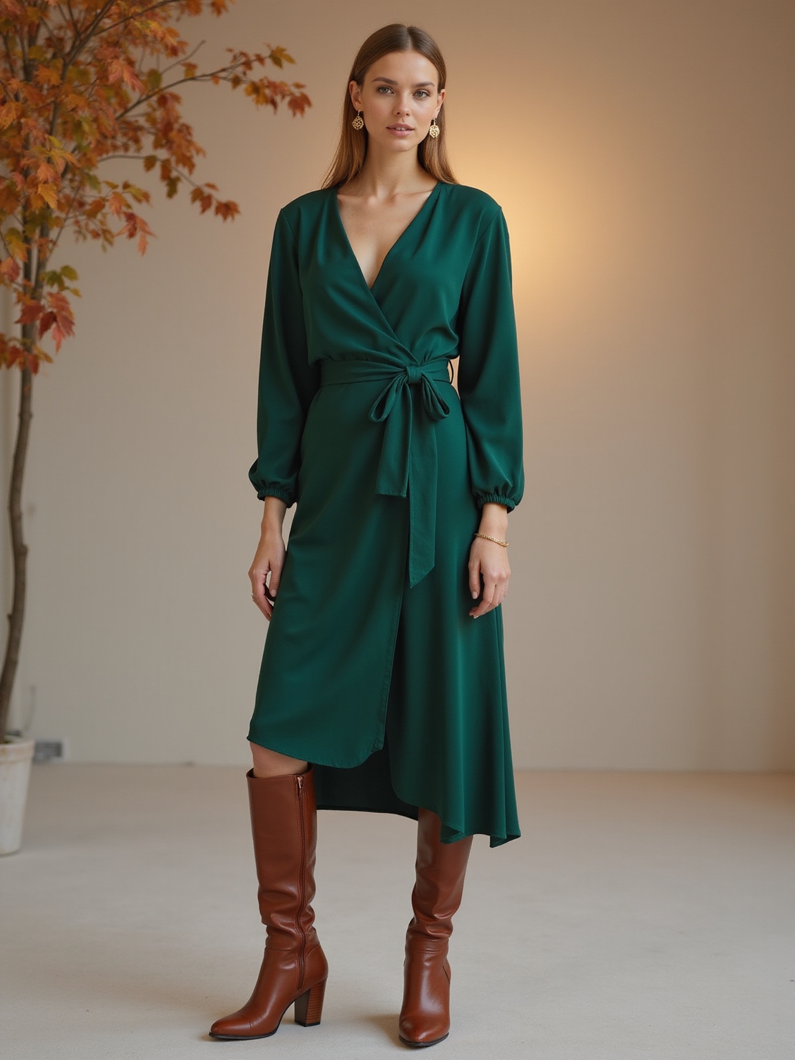 wrap dress riding boots