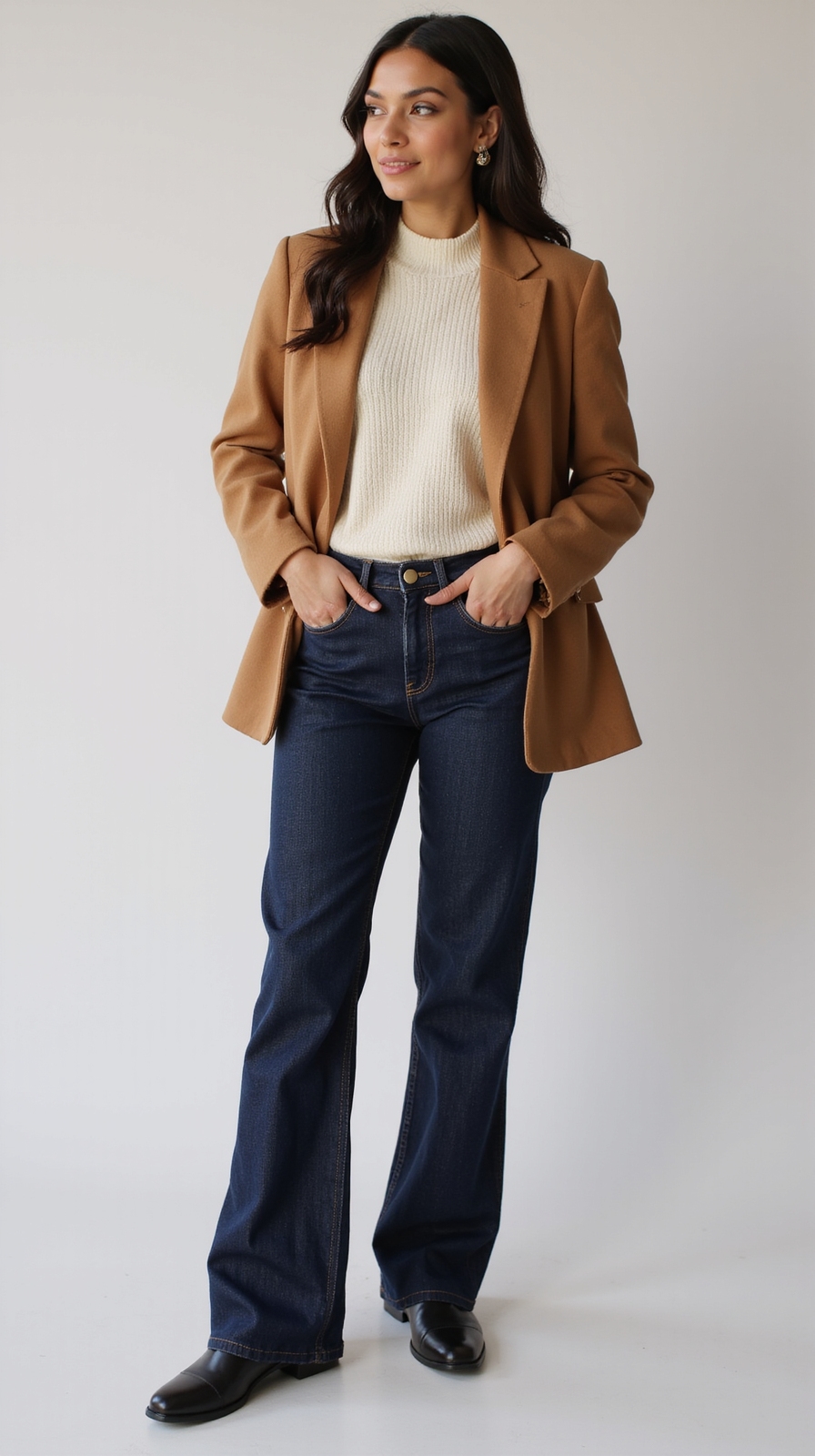 blazer knit tee jeans