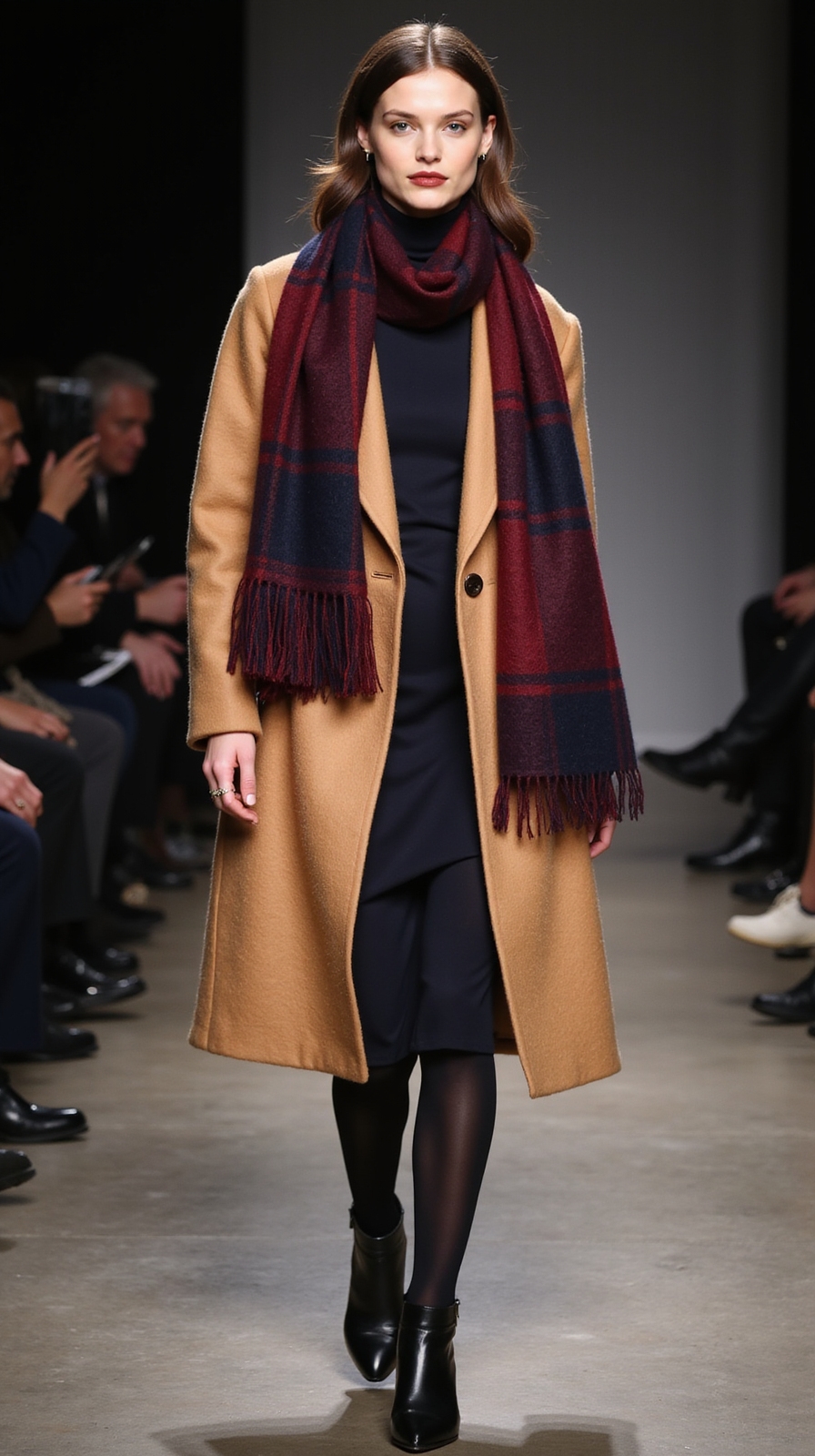 bold coat layered scarves textures