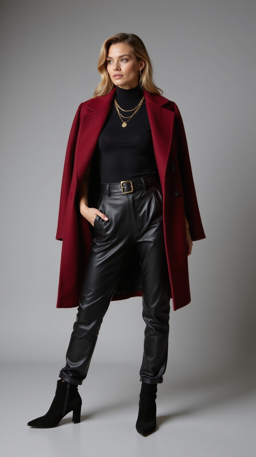 bold coat over black