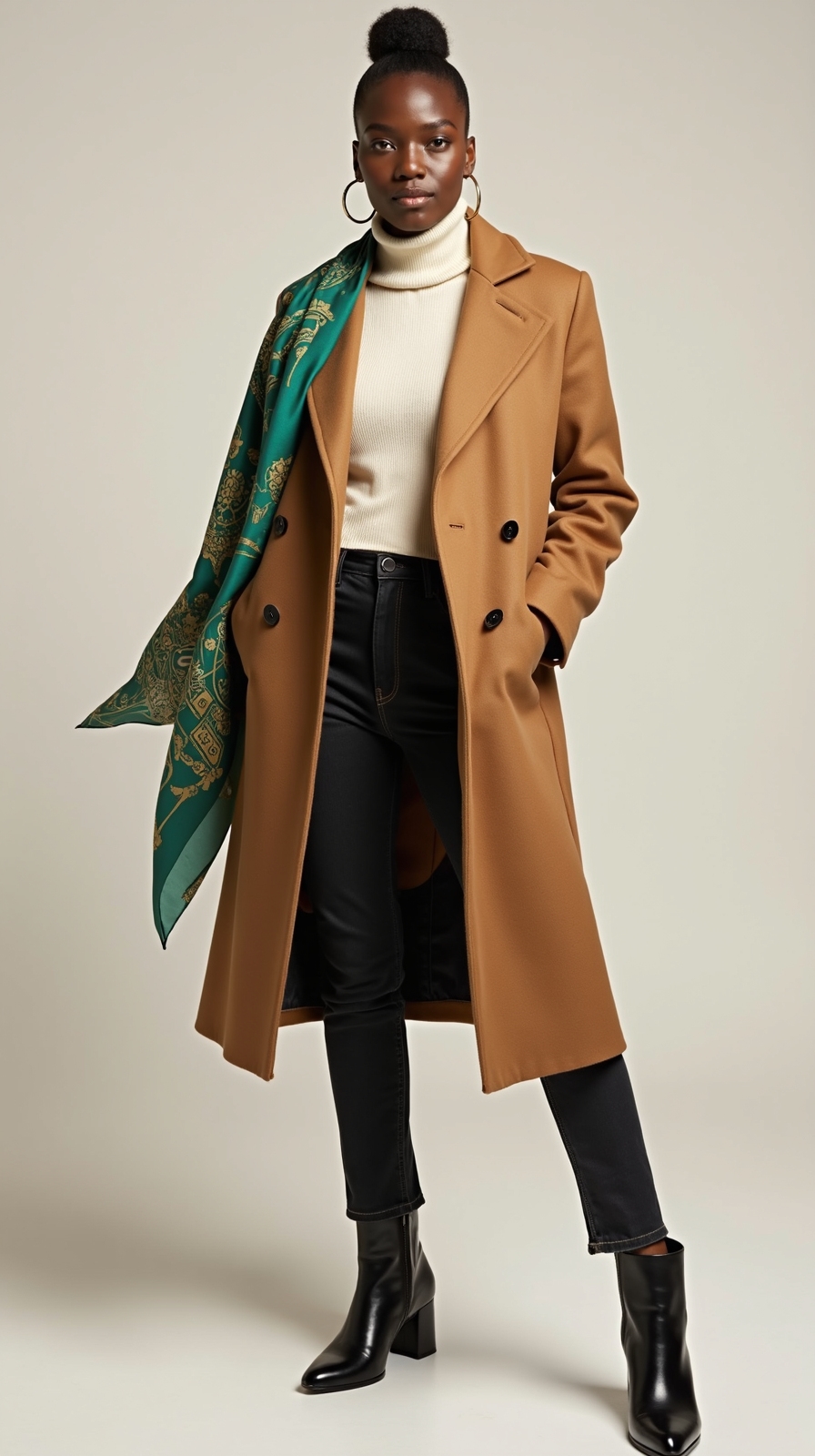 bold scarf lifts neutrals